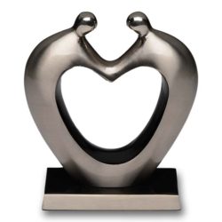 Couple Holding Hands Cremation Urn Keepsake Heart in Silver Color – B-4002