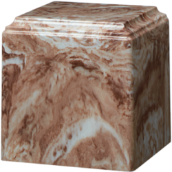 Cube Cultured Marble Urn Cafe - Small - CM-CUBE-CAFE-S
