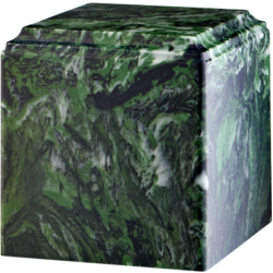 Cube Cultured Marble Urn Dark Green - Adult - CM-CUBE-DARK-GREEN-A