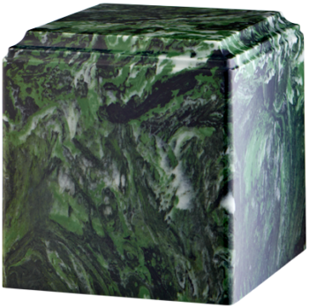 Cube Cultured Marble Urn Dark Green - Small - CM-CUBE-DARK-GREEN-S