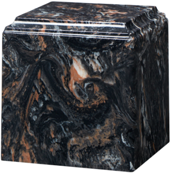 Cube Cultured Marble Urn Mission Black - Small - CM-CUBE-MISSION-BLACK-S