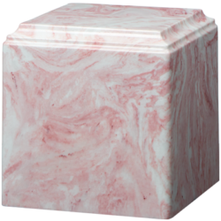 Cube Cultured Marble Urn Pink - Small - CM-CUBE-PINK-S