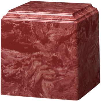 Cube Cultured Marble Urn Rouge - Adult - CM-CUBE-ROUGE-A