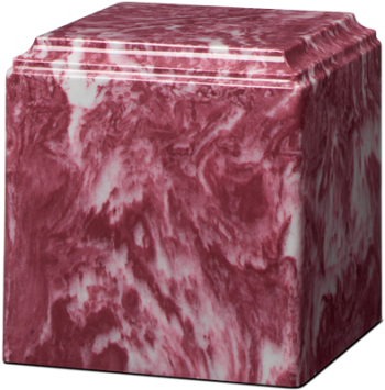 Cube Cultured Marble Urn Ruby - Small - CM-CUBE-RUBY-S