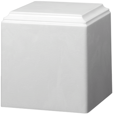 Cube Cultured Marble Urn Solid White - Adult - CM-CUBE-SOLID-WHITE-A