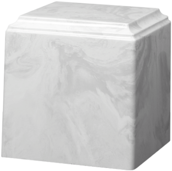 Cube Cultured Marble Urn White Carrera - Adult - CM-CUBE-WHITE-CARRERA-A