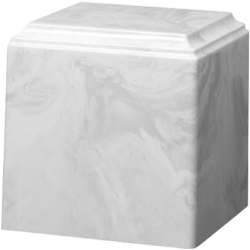 Cube Cultured Marble Urn White Carrera - Small - CM-CUBE-WHITE-CARRERA-S