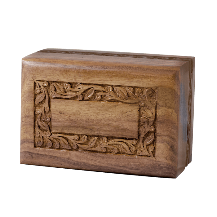 Rosewood Urn with Hand-Carved Border Medium Size)