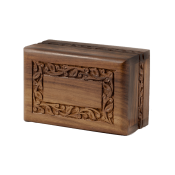 Rosewood Urn with Hand-Carved Border (Small Size)
