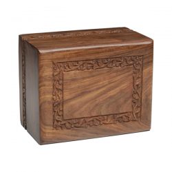 Rosewood Urn with Hand-Carved Border (Temporary Container)