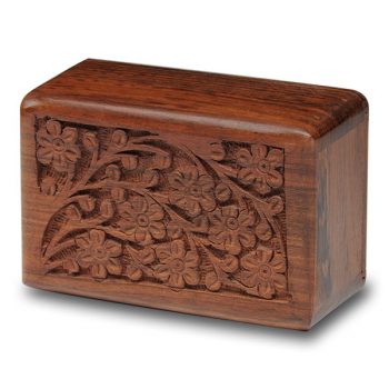 Rosewood Urn with Hand-Carved Tree of Life (Extra Small Size)