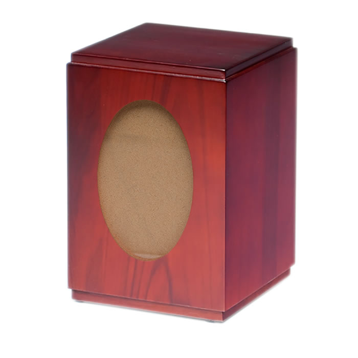 Vertical Birch Wood Cube Photo Urn with Cherry Finish – Adult